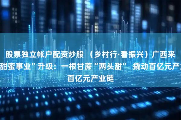 股票独立帐户配资炒股 （乡村行·看振兴）广西来宾“甜蜜事业”升级：一根甘蔗“两头甜”  撬动百亿元产业链